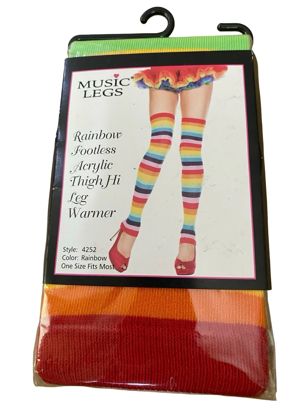Music Legs Rainbow Footless Acrylic Thigh-High Leg Warmers - Rainbow